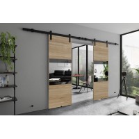 Dubultās bīdāmās durvis ar spoguli MIA DUO Loft R, gaišais ozols Dubultās bīdāmās durvis ar spoguli MIA DUO Loft R, gaišais ozols